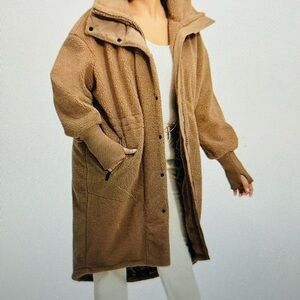 UGG Rhiannon Long Sherpa Coat-Camel/Tan Color